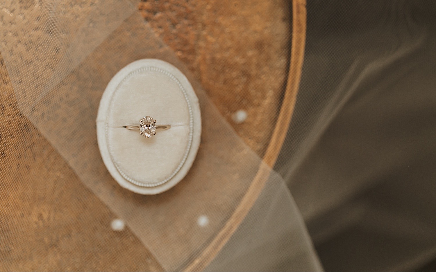 Detail photo of a wedding ring in it's container